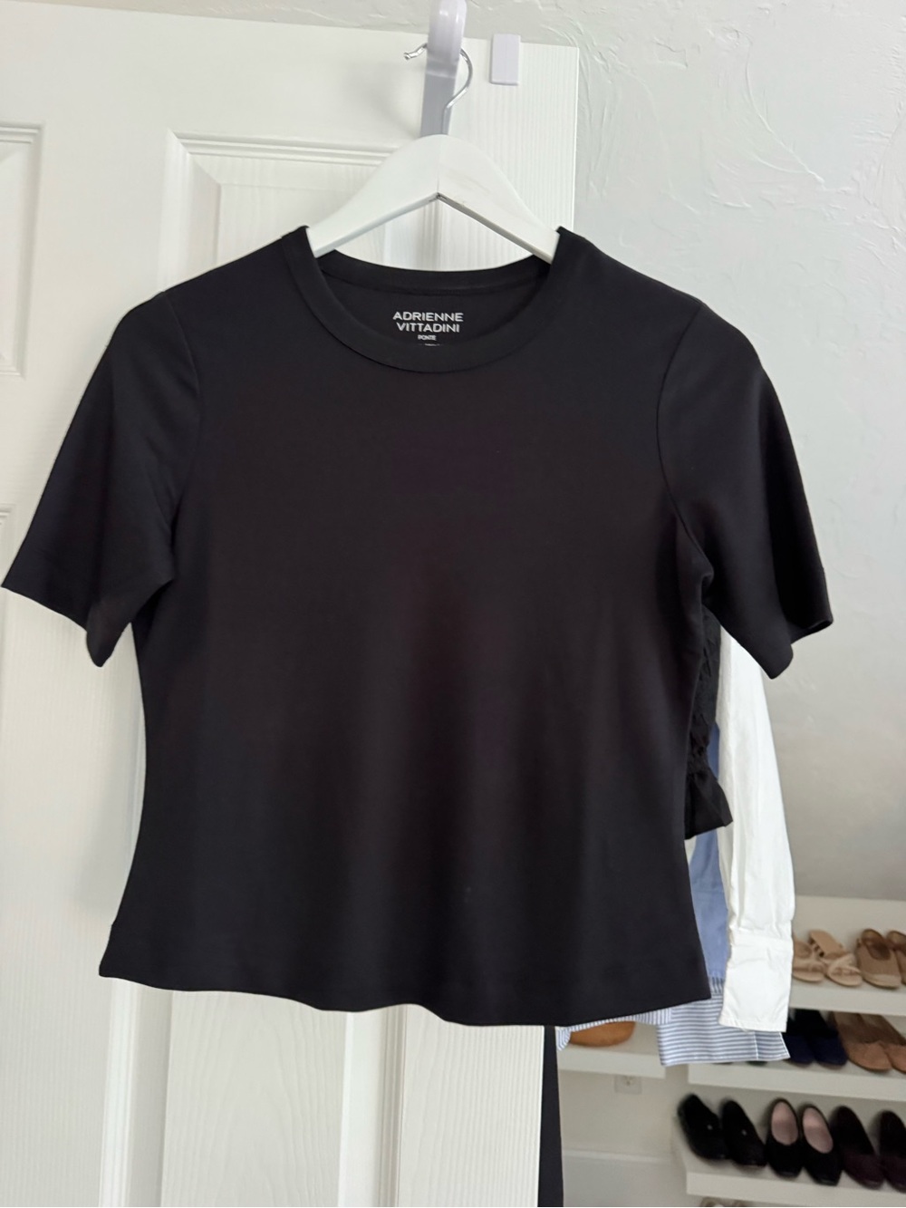 Adrienne Vittadini Ponte short sleeve t-shirt Black XS